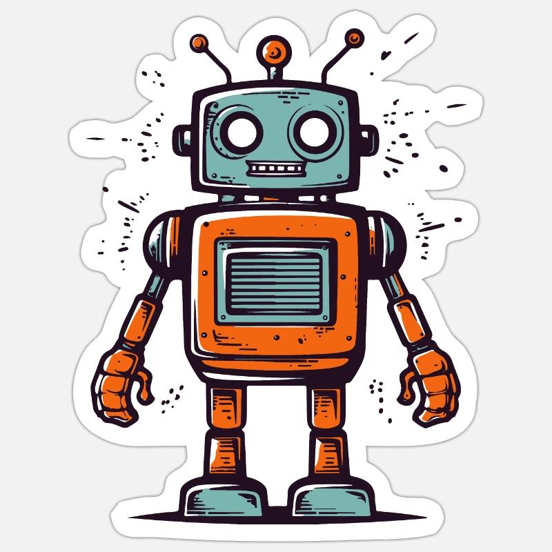 Le robot mignon - Sticker taille S (10 x 10 cm) - blanc mat