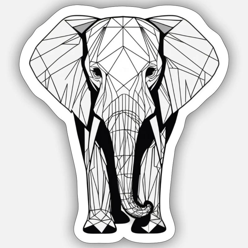 Modern elephant - Sticker size S (10 x 10 cm) - white matte
