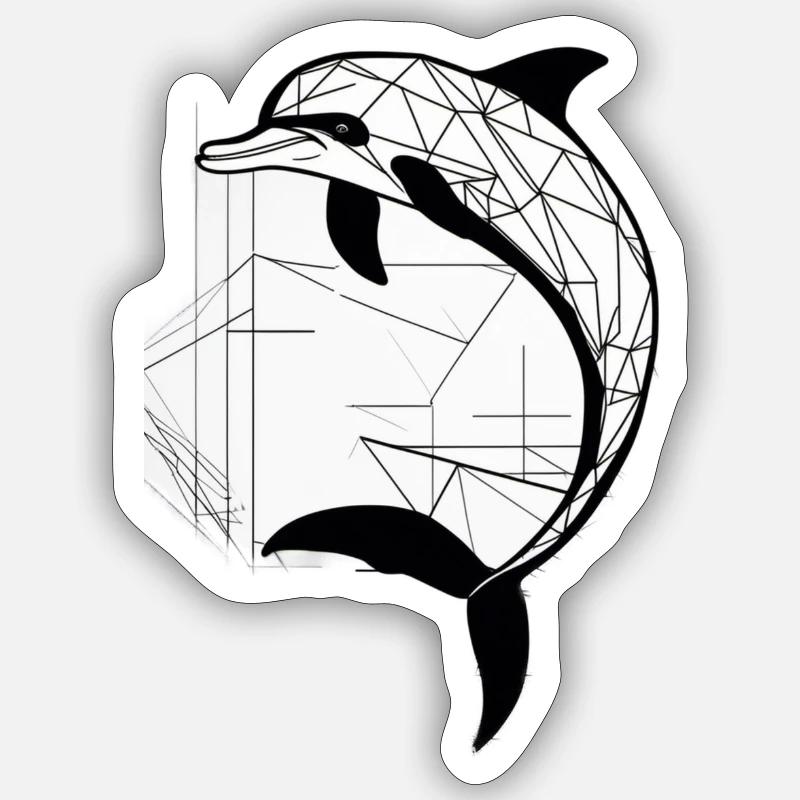 Moderner Delfin - Sticker Größe S (10 x 10 cm) - Mattweiß