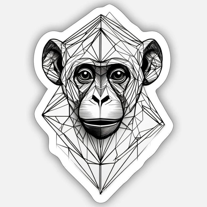 Moderner Affe Sticker Größe S (10 x 10 cm)