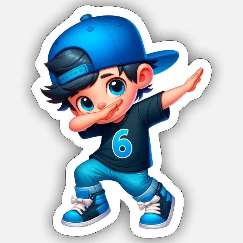6 year old boy - Sticker Größe S (10 x 10 cm) - Mattweiß