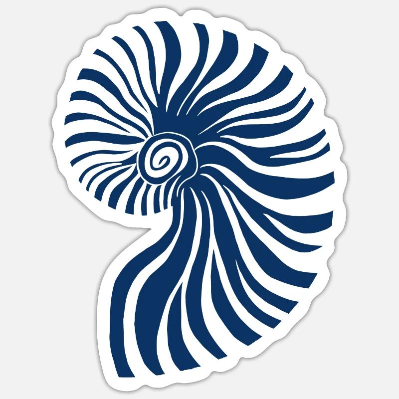 Blauer Ammonit - Sticker Größe S (10 x 10 cm) - Mattweiß