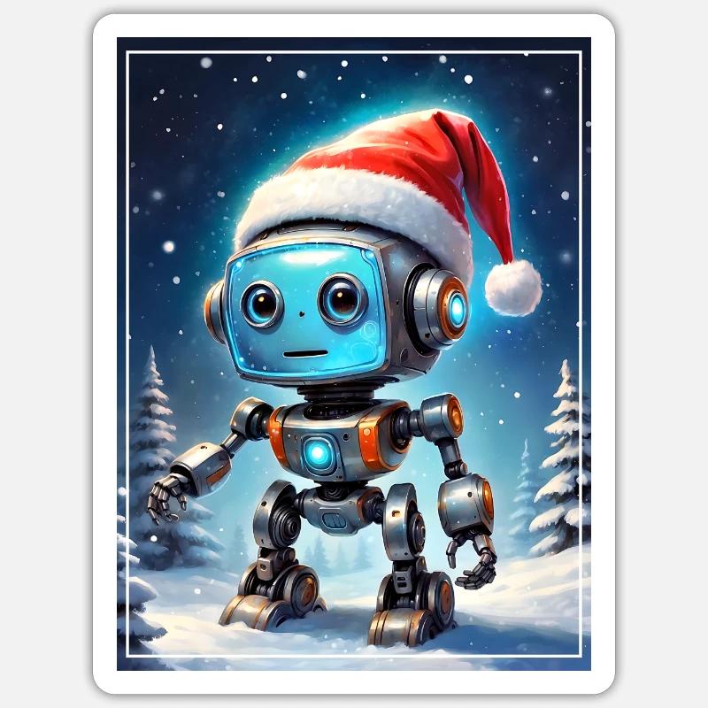 Robot Paysage d’Hiver 1.9 - Sticker taille S (10 x 10 cm) - blanc mat