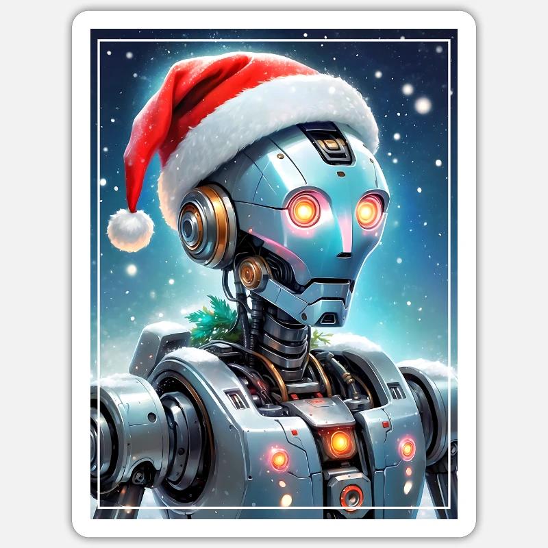 Robot Paysage d’Hiver 1.12 - Sticker taille S (10 x 10 cm) - blanc mat