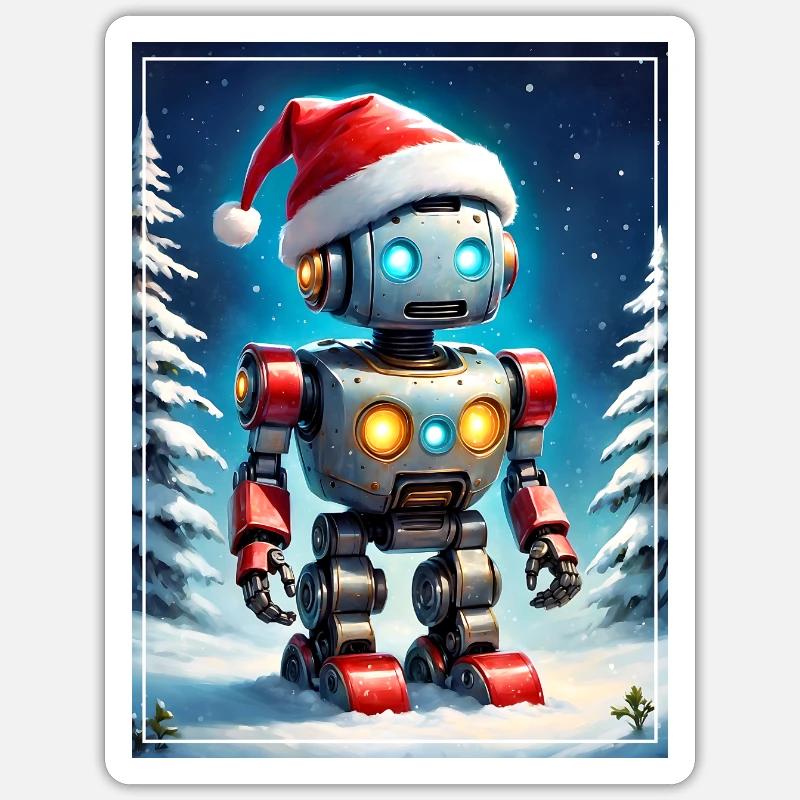 Robot Paysage d’Hiver 1.4 - Sticker taille S (10 x 10 cm) - blanc mat