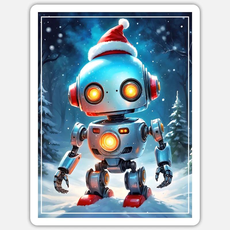 Robot Paysage d’Hiver 1.7 - Sticker taille S (10 x 10 cm) - blanc mat