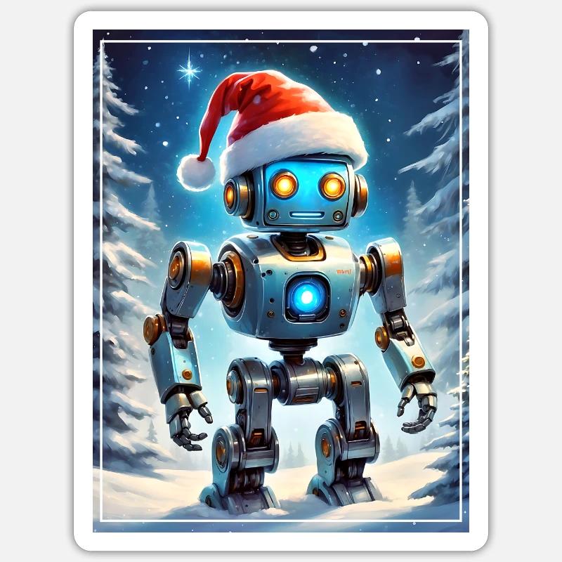 Winterlandschaft Robot 1.8 - Sticker Größe S (10 x 10 cm) - Mattweiß