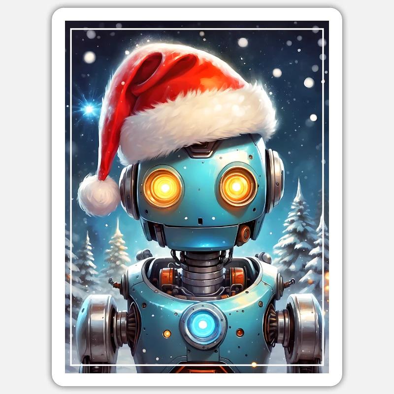 Winterlandschaft Robot 1.14 - Sticker Größe S (10 x 10 cm) - Mattweiß