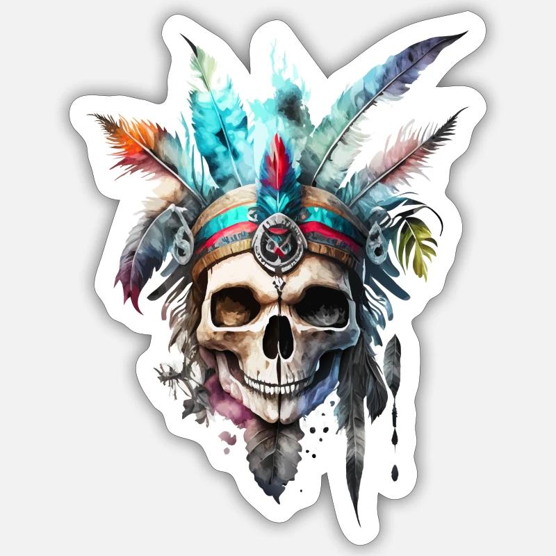 Crâne de sorcière - Sticker taille S (10 x 10 cm) - blanc mat
