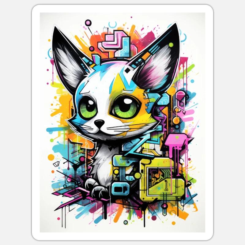 Chat doux Sticker taille S (10 x 10 cm)