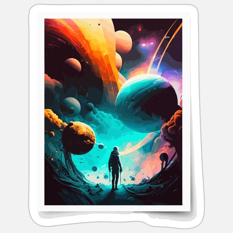Kosmische Reise - Sticker Größe S (10 x 10 cm) - Mattweiß