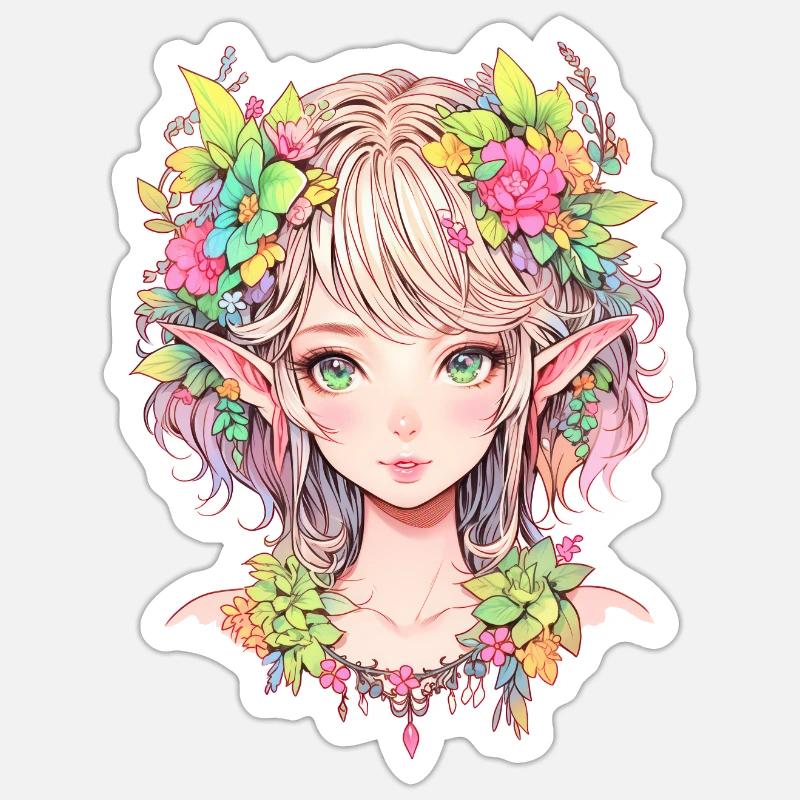 elfe anime mädchen Sticker Größe S (10 x 10 cm)