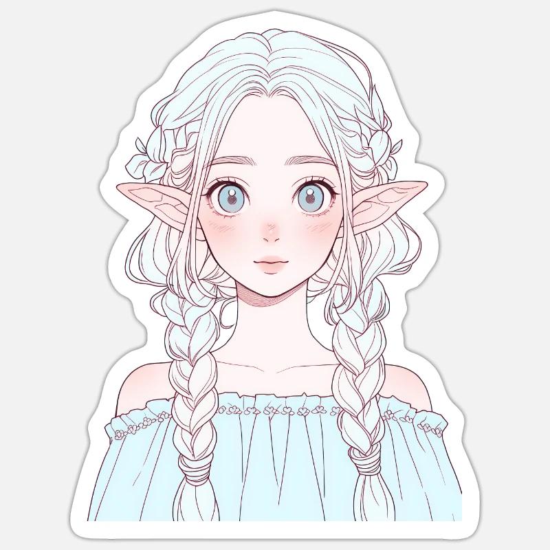 elfe, anime, mädchen Sticker Größe S (10 x 10 cm)