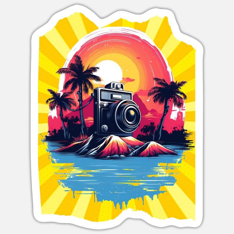 Capture du coucher du soleil - Sticker taille S (10 x 10 cm) - blanc mat