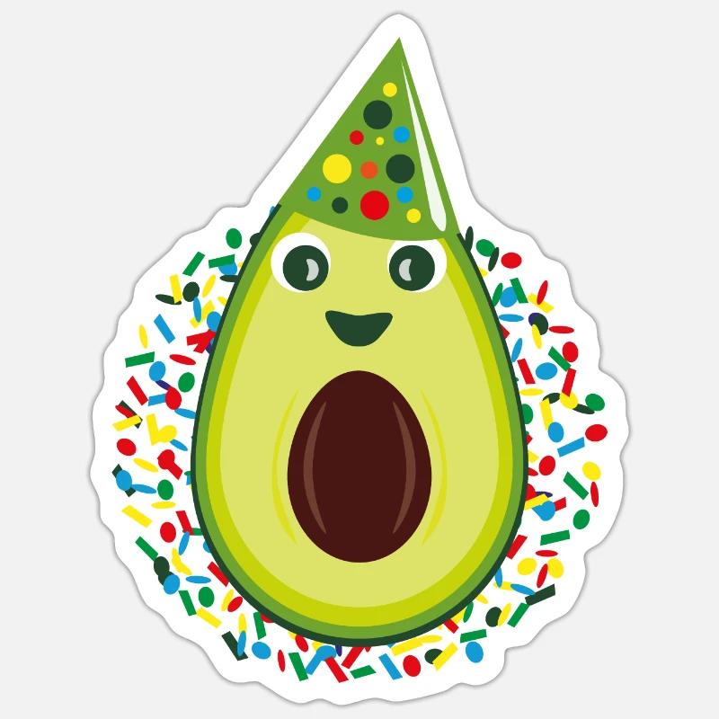 Fasching Avocado mit Konfetti. Sticker Größe S (10 x 10 cm)