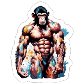 Bodybuilder / Sports / Fitness / Monkey / Muscles - Sticker size S (10 x 10 cm) - white matte - Front