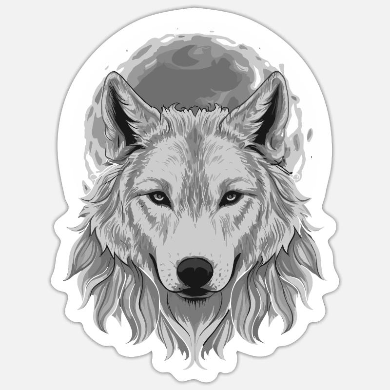 Loup - Sticker taille S (10 x 10 cm) - blanc mat