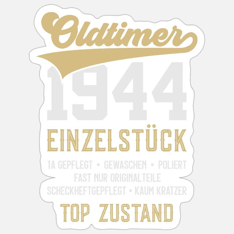 OLDTIMER 1944 EINZELSTÜCK 82. GEBURTSTAG - Sticker Größe S (10 x 10 cm) - Mattweiß