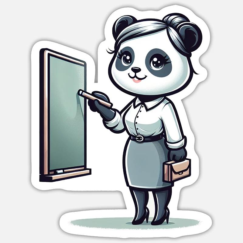 Professeur de panda mignon - Sticker taille S (10 x 10 cm) - blanc mat