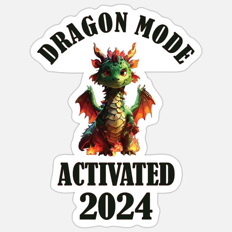 Dragon mode activated 2024 - Sticker size S (10 x 10 cm) - white matte