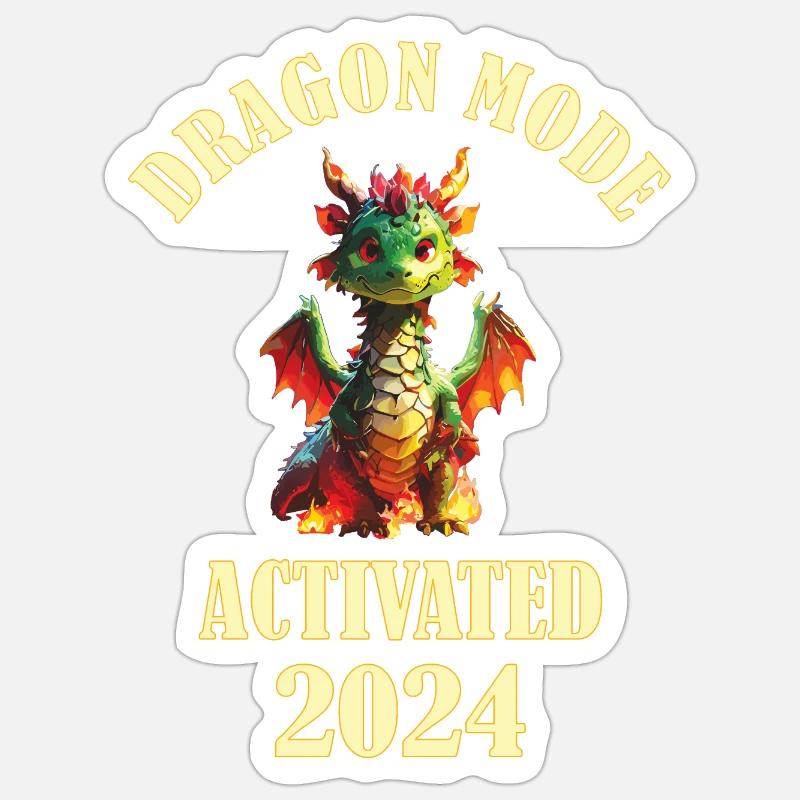 Dragon mode activated 2024 - Sticker size S (10 x 10 cm) - white matte
