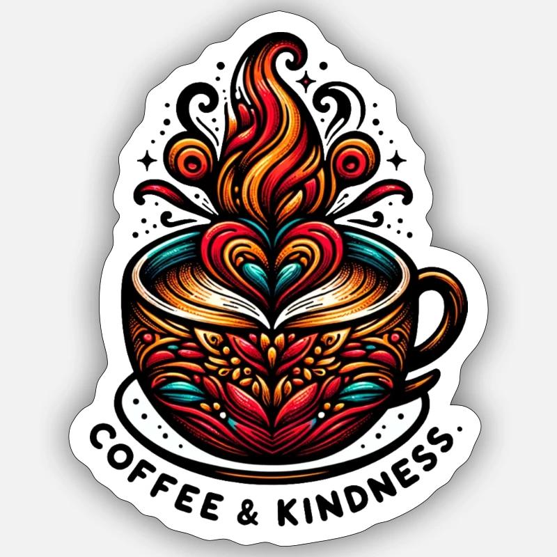Coffee & Kindness - Sticker size S (10 x 10 cm) - white matte