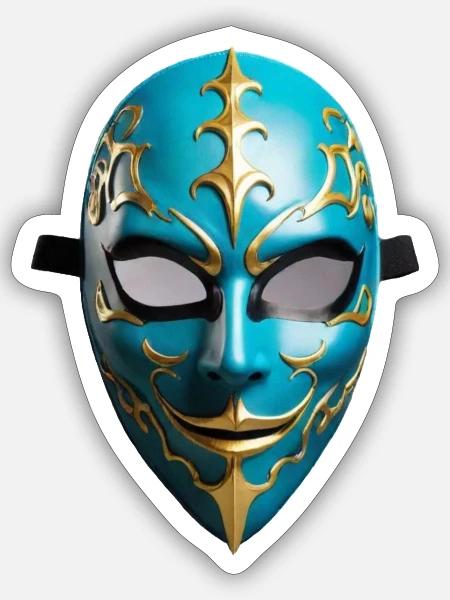 Karneval Maske - Sticker Größe S (10 x 10 cm) - Mattweiß