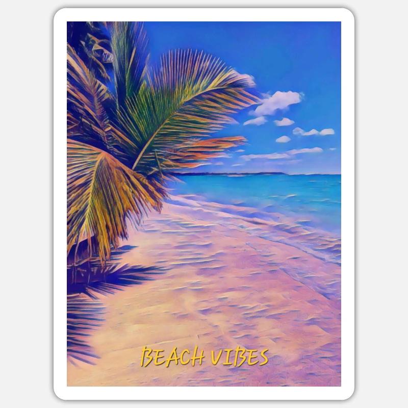 Beach vibes - Sticker taille S (10 x 10 cm) - blanc mat