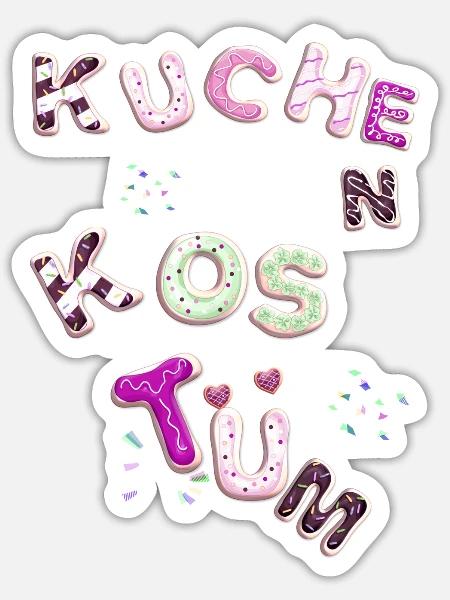 Kuchen kostüm, Kuchen,kostüm , karneval - Sticker Größe S (10 x 10 cm) - Mattweiß