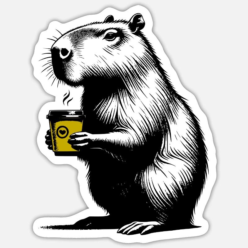Coffeebara - Sticker taille S (10 x 10 cm) - blanc mat