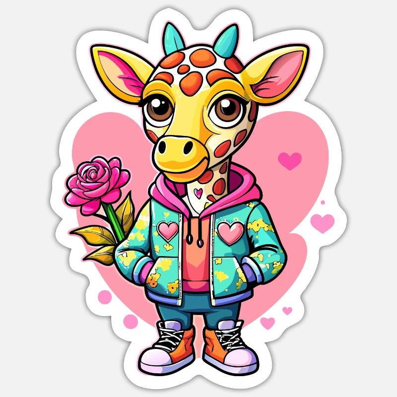 Giraffe Parade: Cool Giraffe - Sticker size S (10 x 10 cm) - white matte