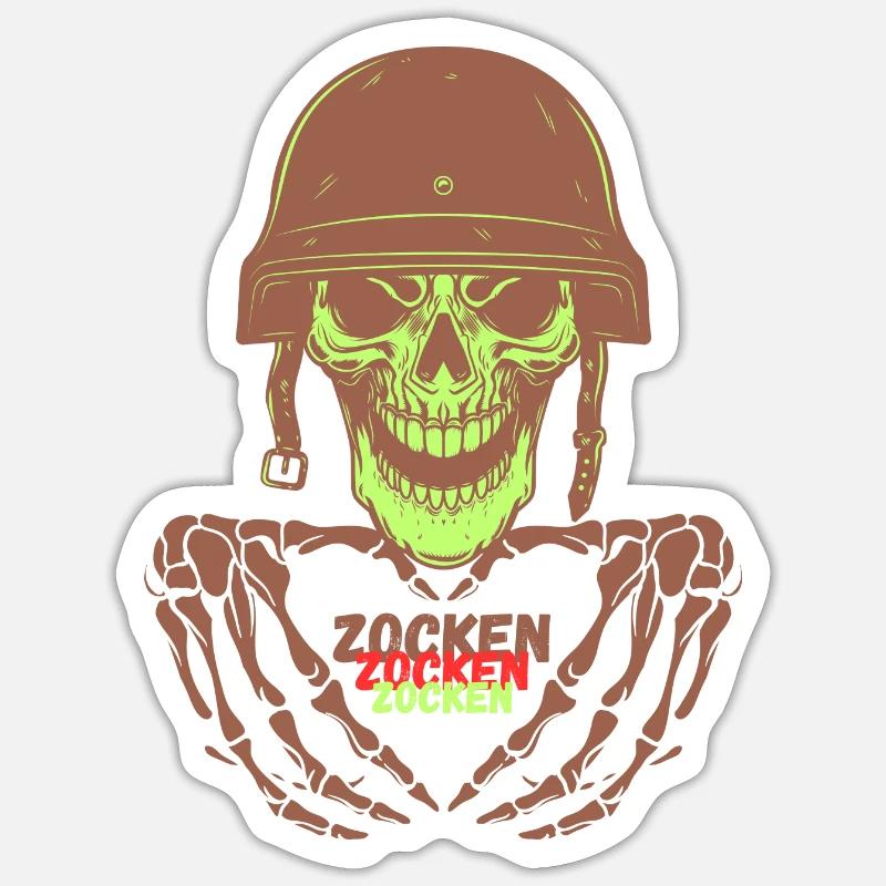 skull zocker - Sticker Größe S (10 x 10 cm) - Mattweiß
