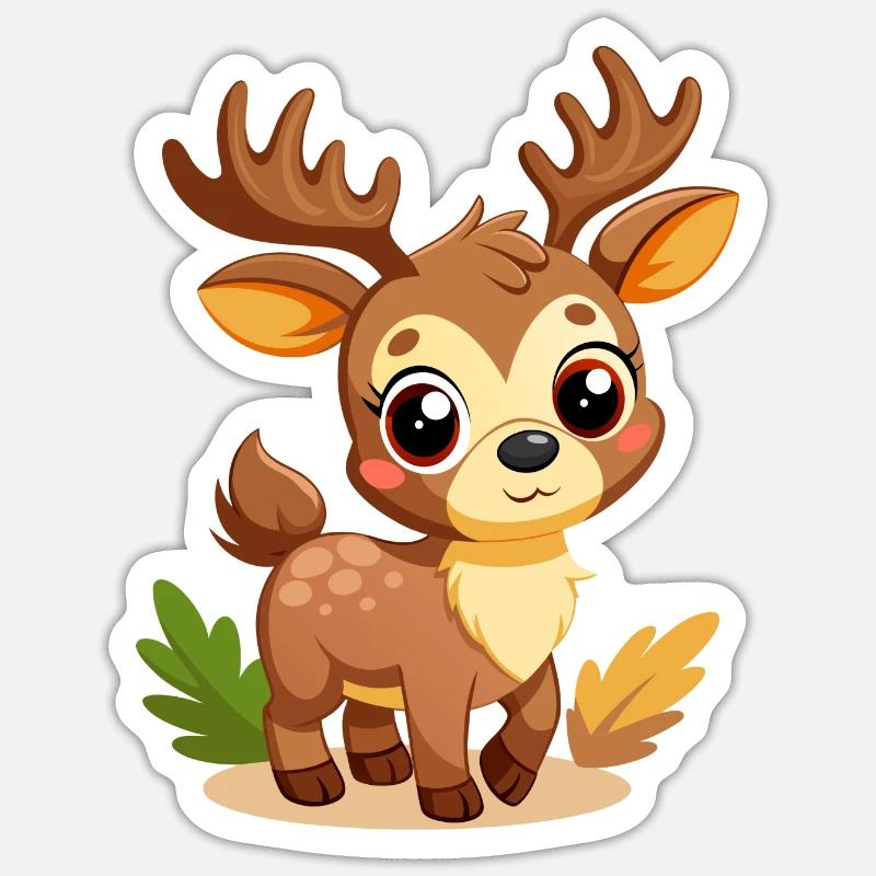 Mignon bébé orignal - Sticker taille S (10 x 10 cm) - blanc mat
