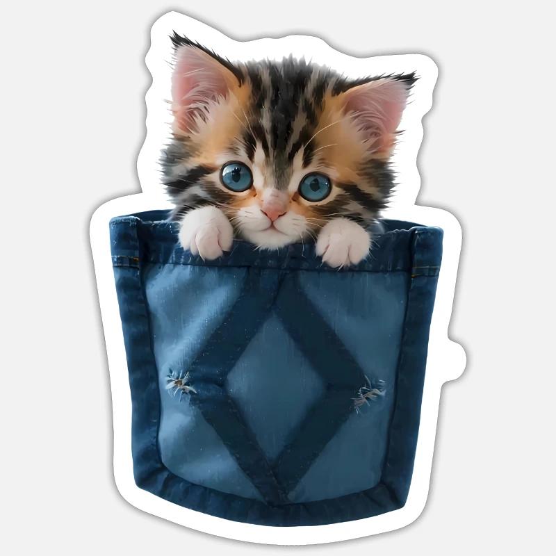 Chat dans un sac chaton mignon Sticker taille S (10 x 10 cm)