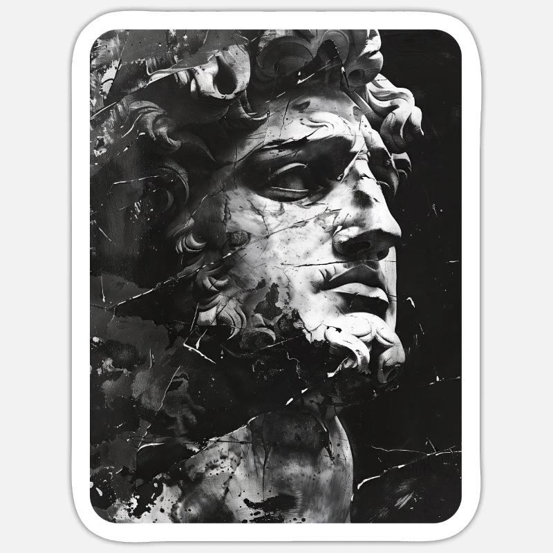 zerbrochenes Gesicht einer Marmorstatue Sticker Größe S (10 x 10 cm)