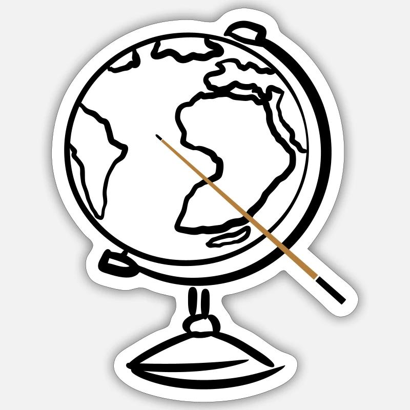 Globe with pointer. Geography. Geography Teacher Sticker size S (10 x 10 cm)