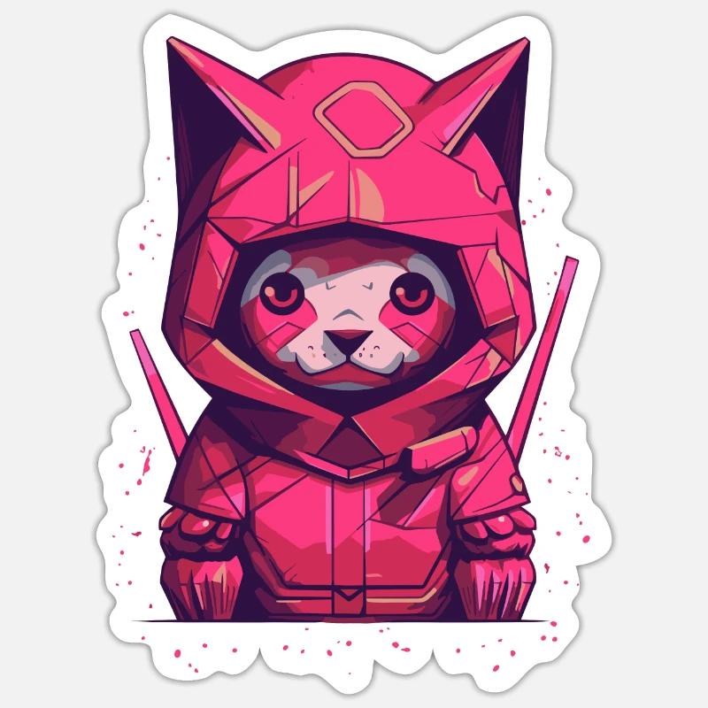 Ninja Kätzchen 🐱 - Sticker Größe S (10 x 10 cm) - Mattweiß