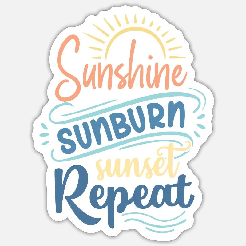 Soleil Coup De Soleil Coucher De Soleil Répéter Sticker taille S (10 x 10 cm)