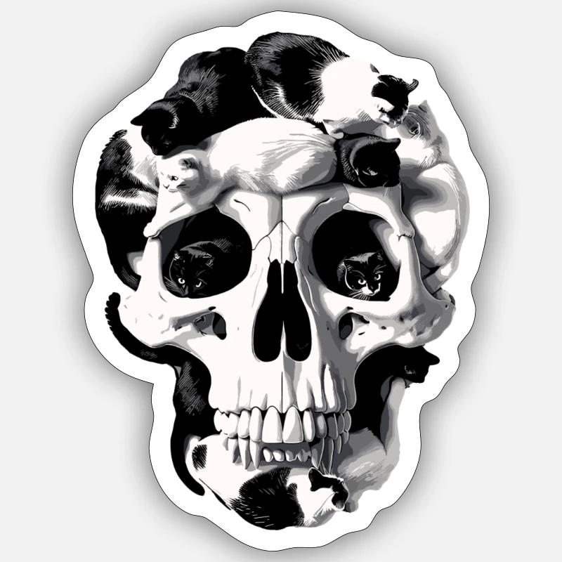 Catskull - Sticker size S (10 x 10 cm) - white matte