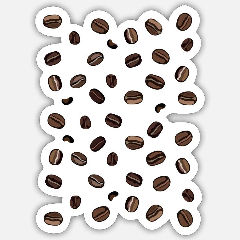 Kaffee Bohnen - Sticker Größe S (10 x 10 cm) - Mattweiß