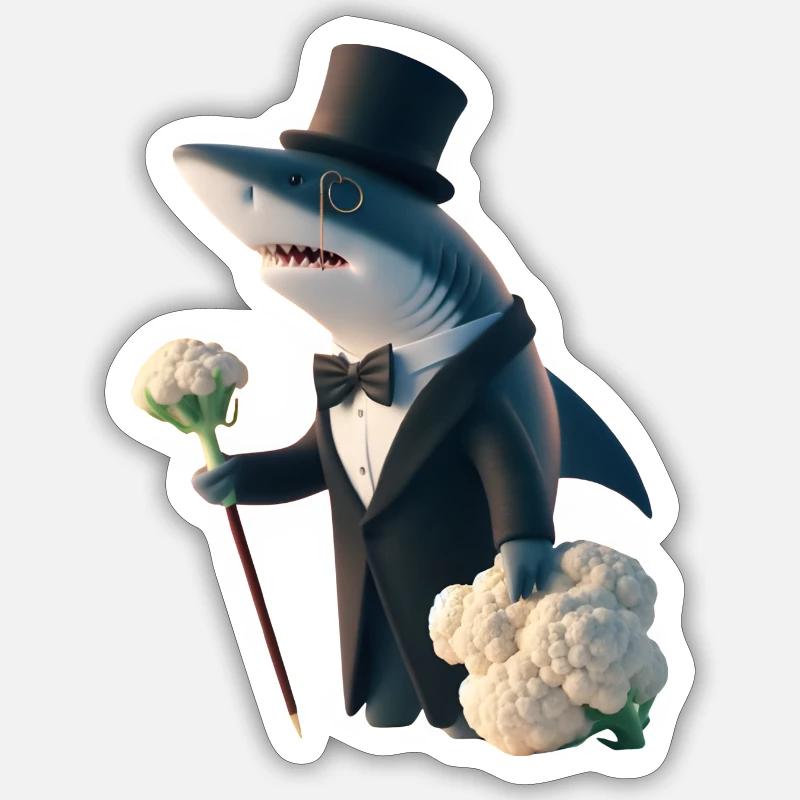 M. Requin le chou-fleur Sticker taille S (10 x 10 cm)