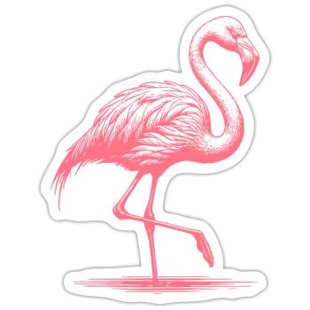 Pretty pink flamingo standing on one leg - Sticker size S (10 x 10 cm) - white matte - Front