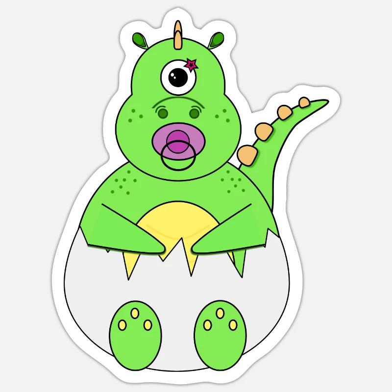 Dino im Ei - Sticker Größe S (10 x 10 cm) - Mattweiß