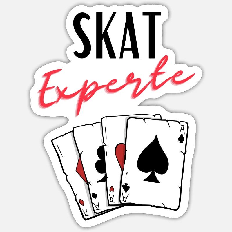 Skat Experte - Sticker Größe S (10 x 10 cm) - Mattweiß