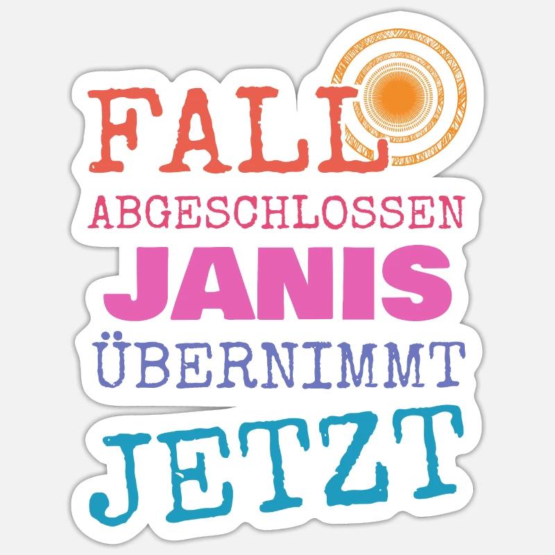 First name Janis - Sticker size S (10 x 10 cm) - white matte