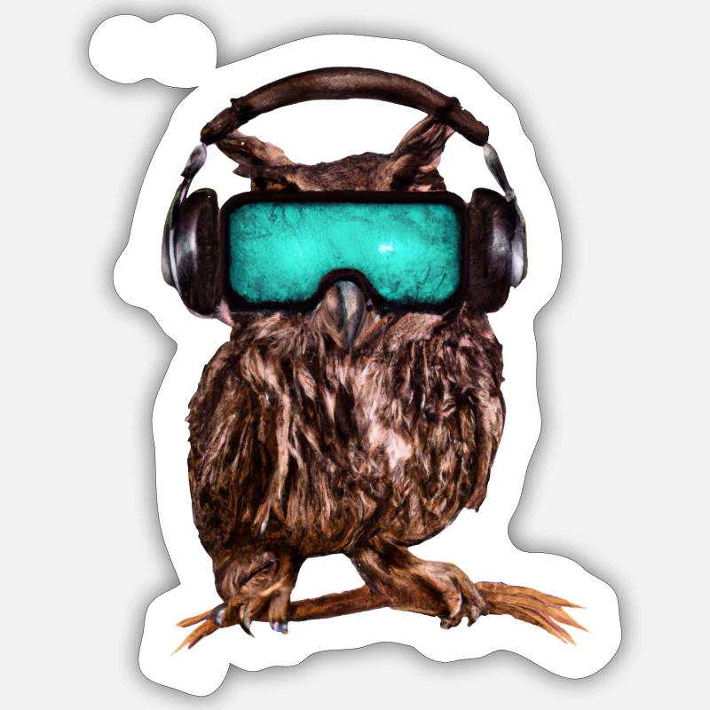 Owl_ 03 - Sticker size S (10 x 10 cm) - white matte