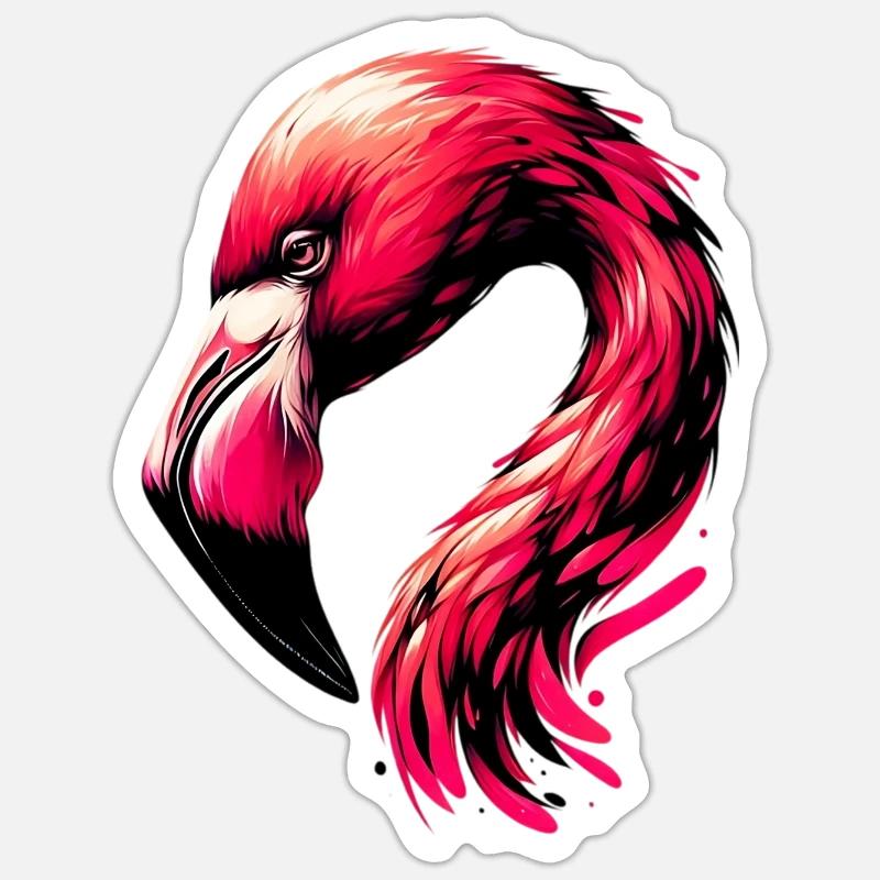 Flamant - Sticker taille S (10 x 10 cm) - blanc mat