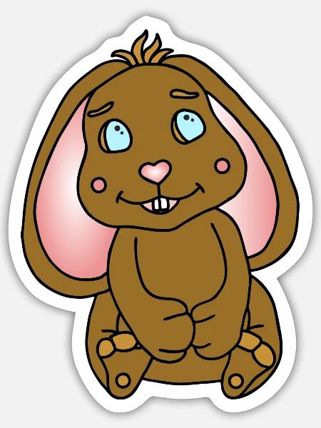 Süßer Hase mit Schlappohren - Sticker Größe S (10 x 10 cm) - Mattweiß
