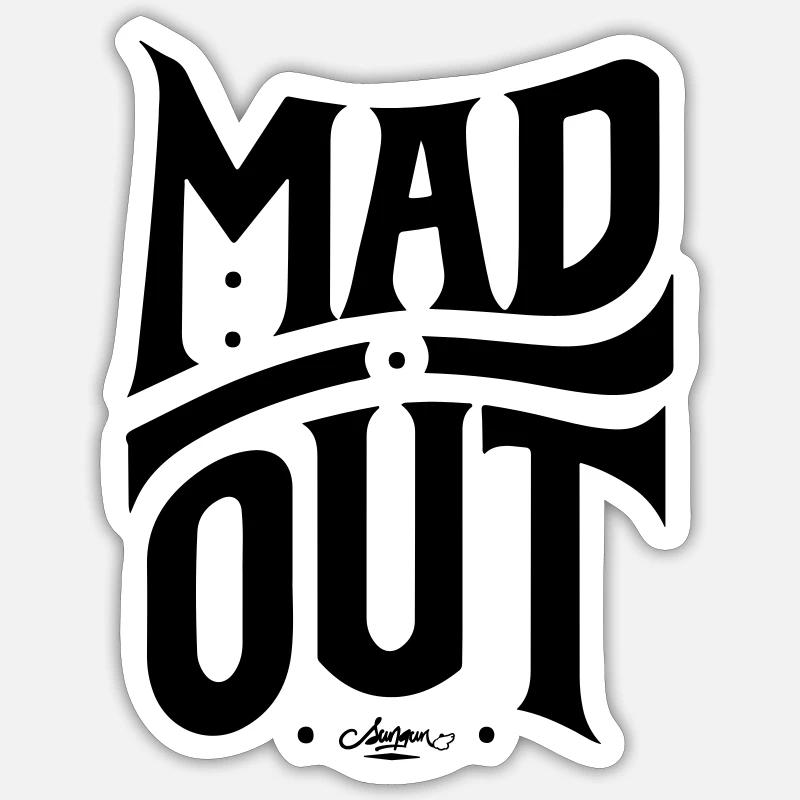 MAD OUT - Sticker Größe S (10 x 10 cm) - Mattweiß