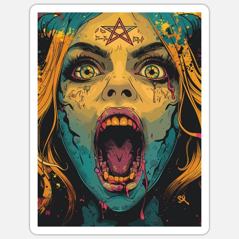 The Female Devil mit Pentagramm Sticker Größe S (10 x 10 cm)